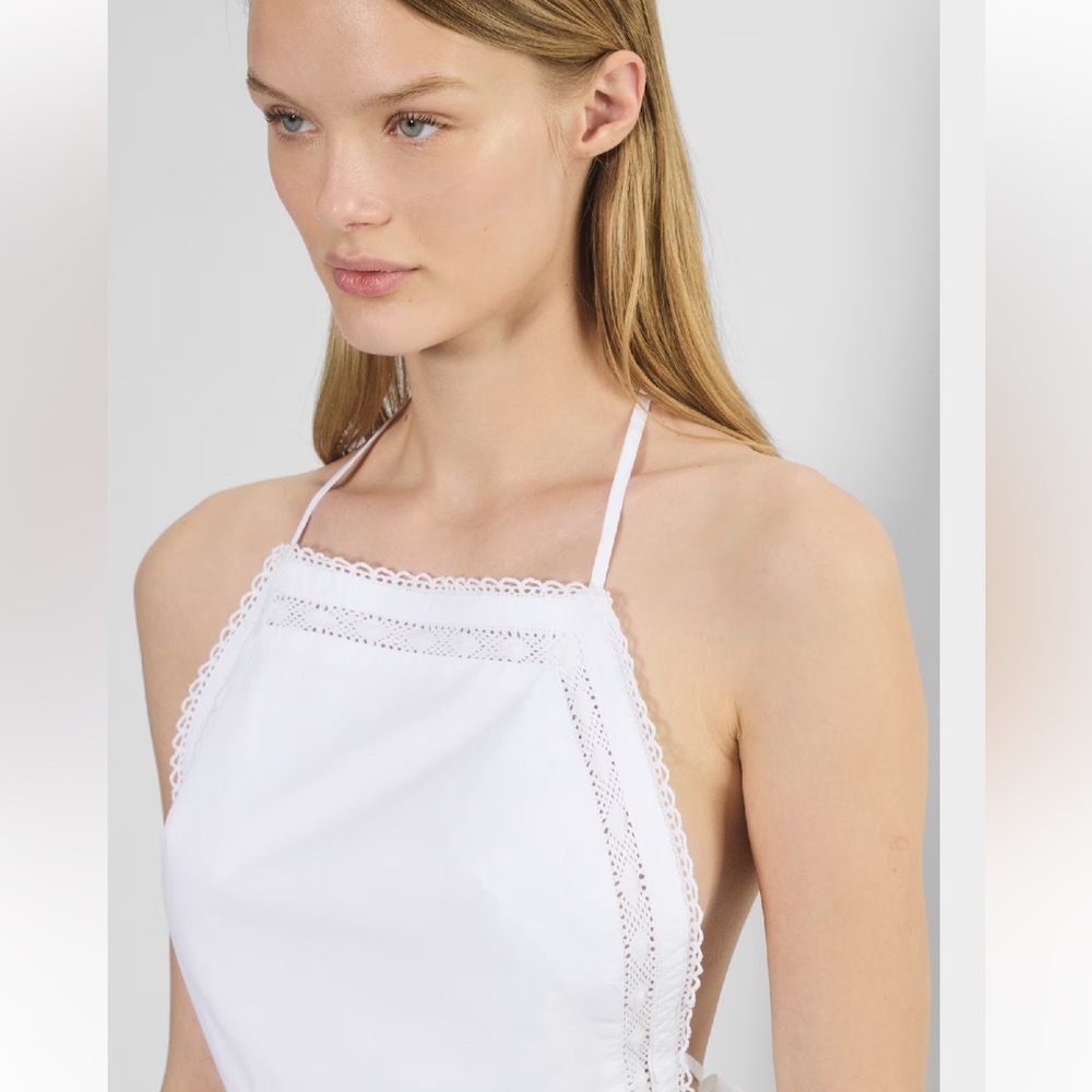 Wilfred Aritzia Winslow Poplin Halter Top White Halter Crop Top. Size S - Picture 3 of 13